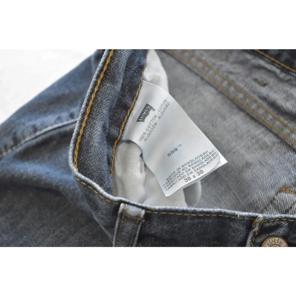 Levi's 559 Relaxed Straight Fit Blue Denim Jeans Mens Size 38‎ x 30
